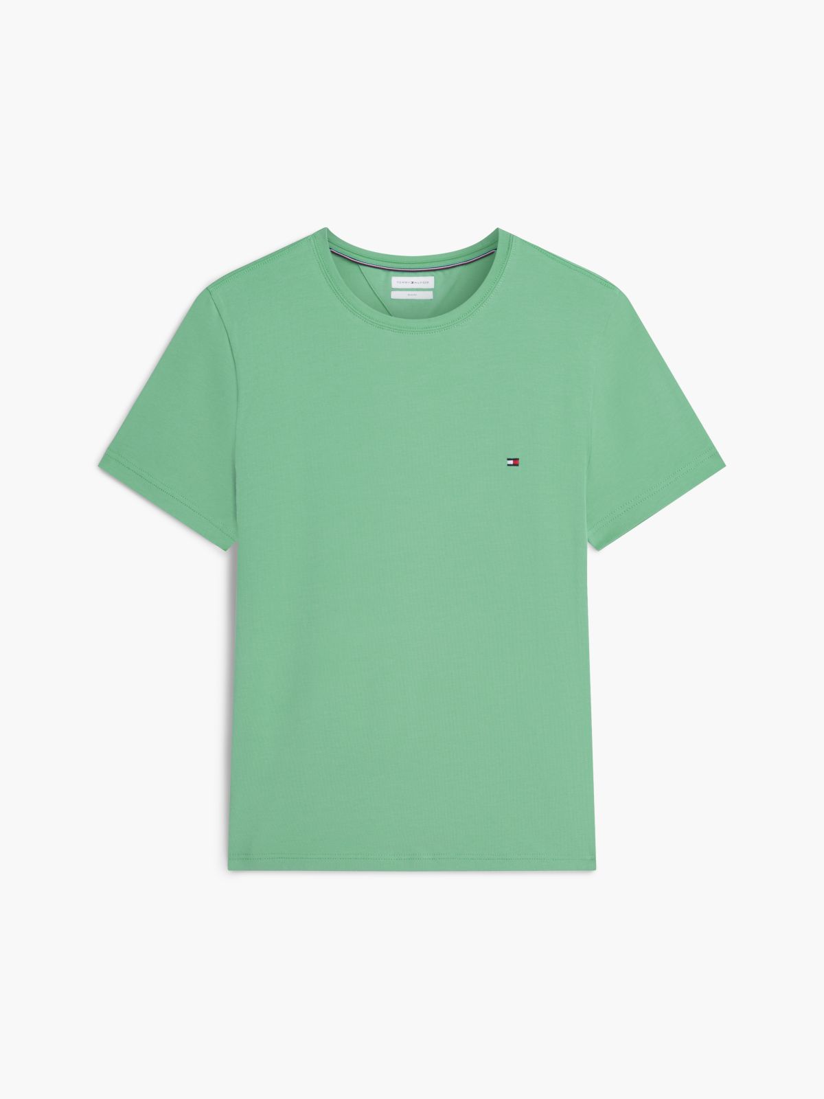 Flag Embroidery Slim Jersey T-Shirt — Green