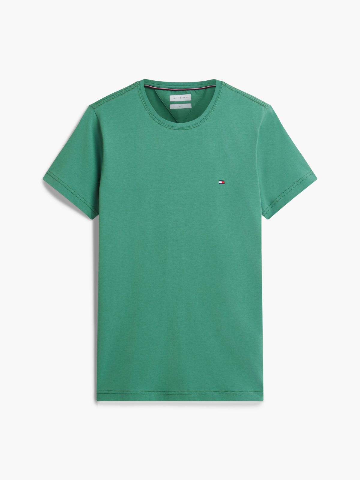 Flag Embroidery Slim Jersey T-Shirt — Green