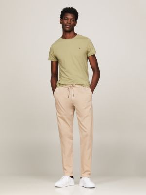 green extra slim fit t-shirt mit aufgestickter flag für herren - tommy hilfiger