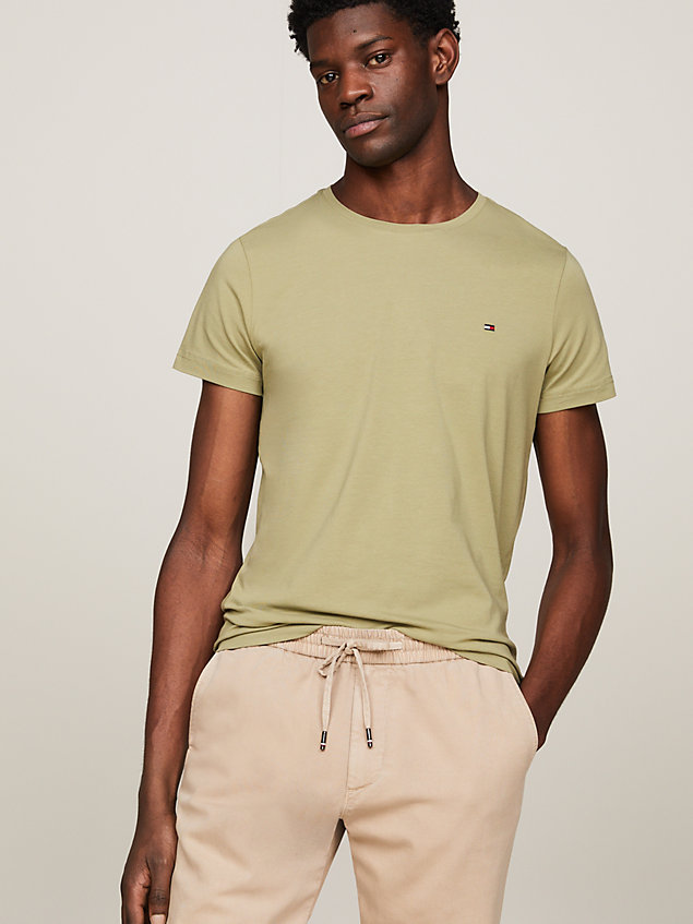 green crew neck extra slim fit t-shirt for men tommy hilfiger