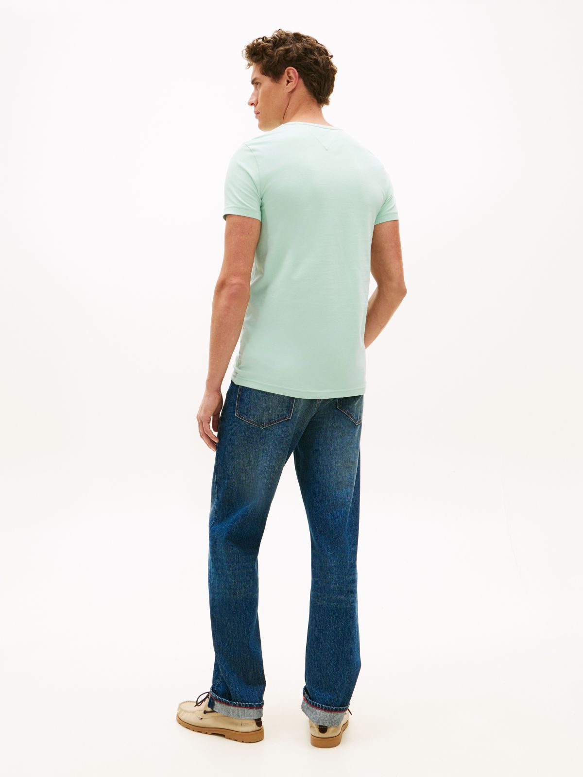 Flag Embroidery Slim Jersey T-Shirt — Green
