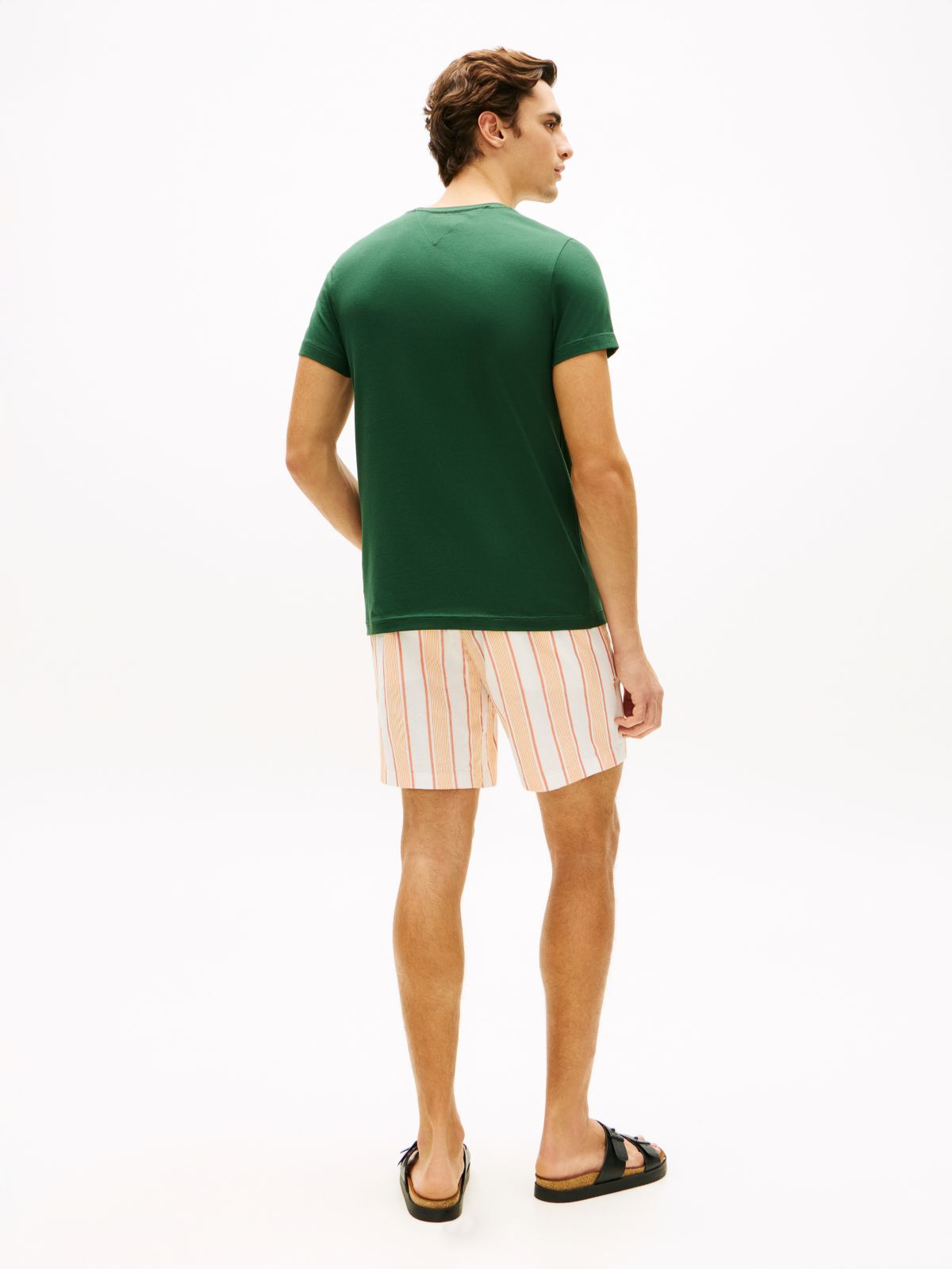 Flag Embroidery Slim Jersey T-Shirt — Green