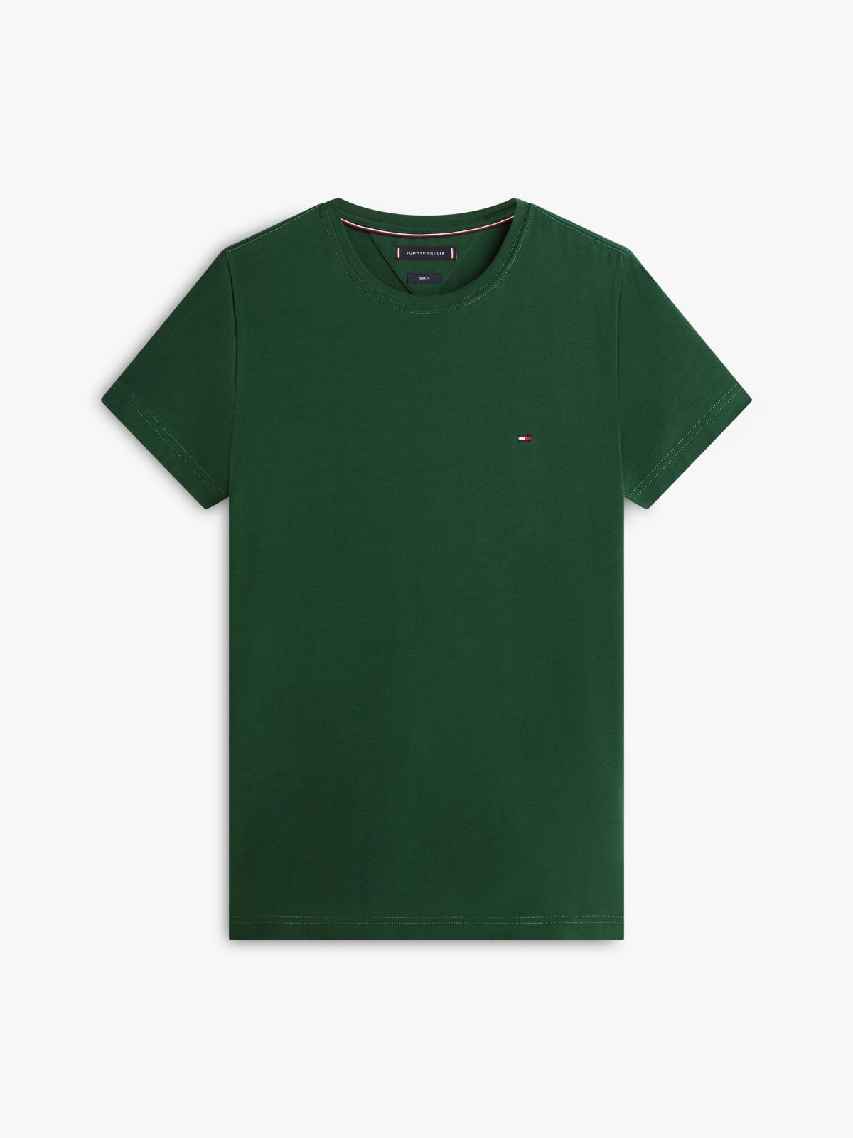 Flag Embroidery Slim Jersey T-Shirt — Green