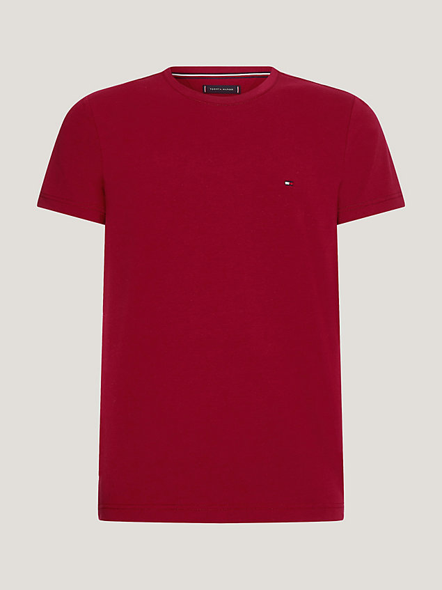 camiseta con logo bordado y corte extra slim red de hombre tommy hilfiger
