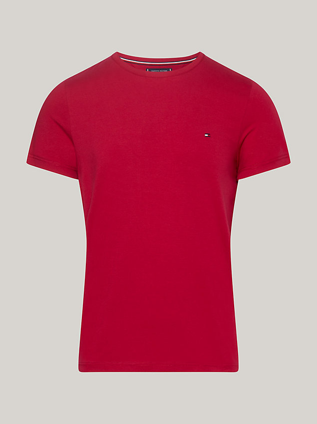 t-shirt extra slim fit con bandierina red da uomo tommy hilfiger