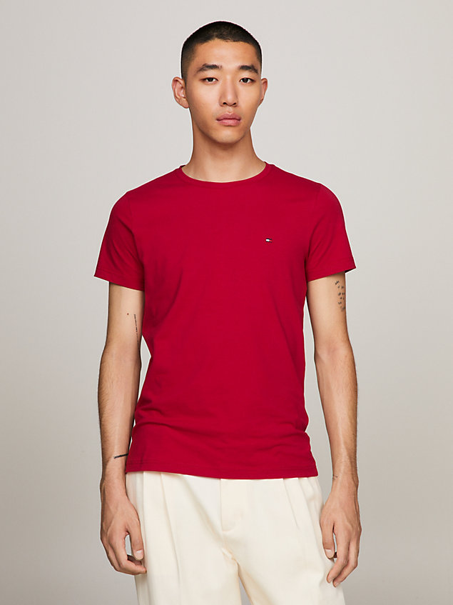 red flag embroidery extra slim fit t-shirt for men tommy hilfiger