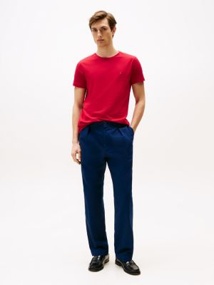 red stretch slim t-shirt for men tommy hilfiger