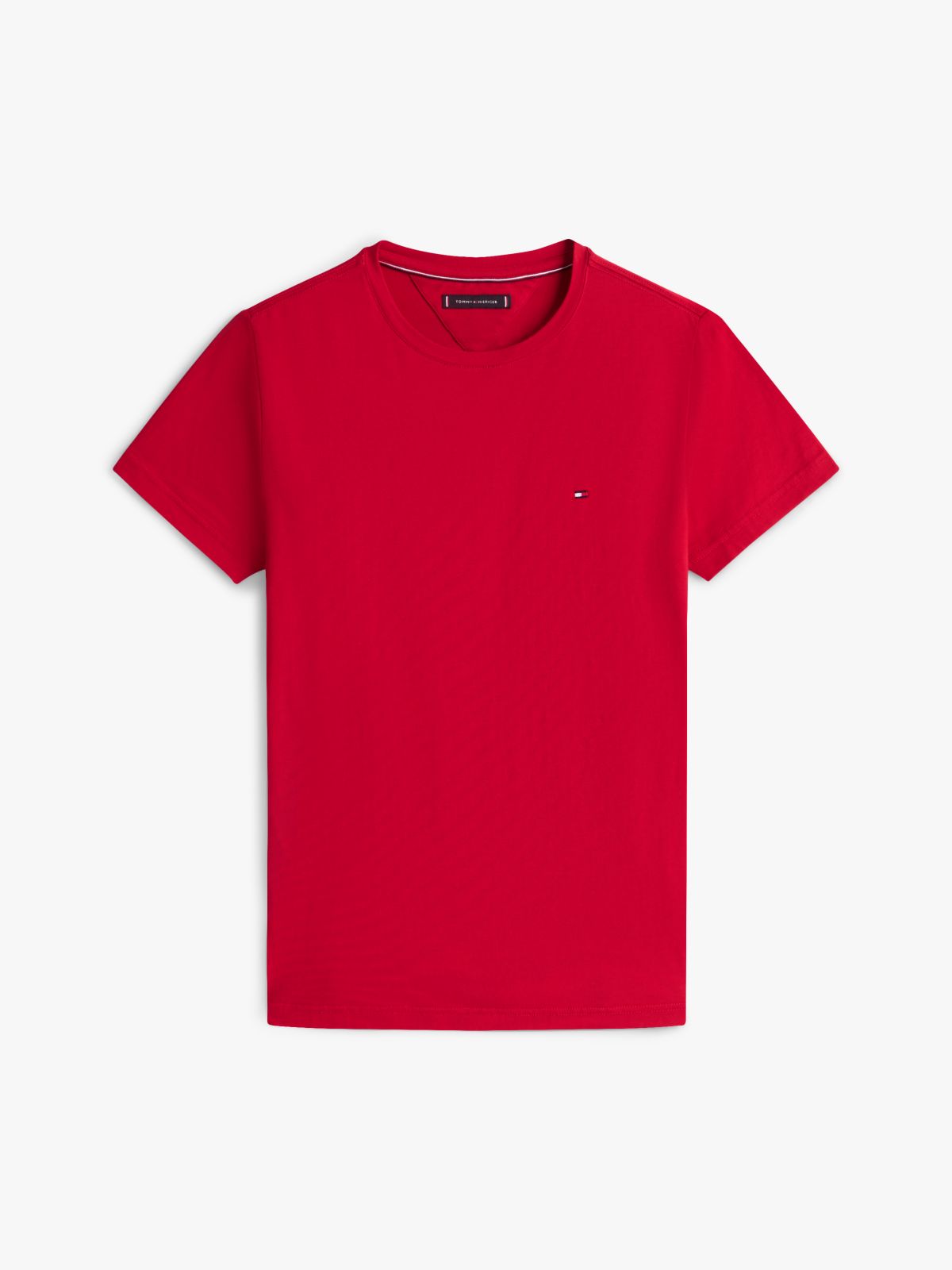 Flag Embroidery Slim Jersey T-Shirt — Red