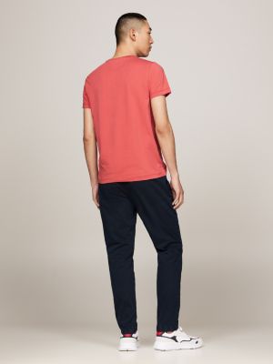 red stretch slim t-shirt for men tommy hilfiger