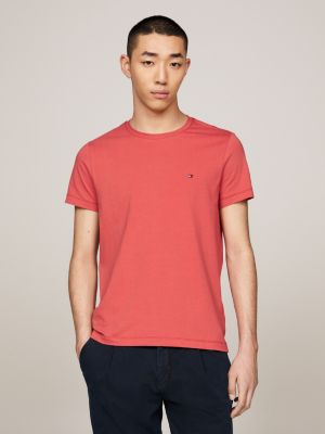 red stretch slim t-shirt for men tommy hilfiger