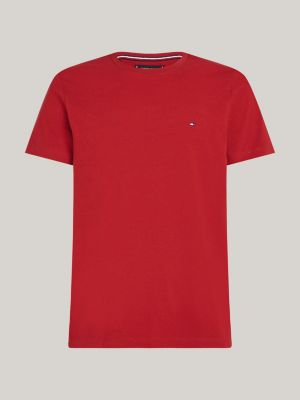 rood slim fit t-shirt met stretch voor heren - tommy hilfiger