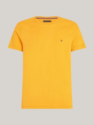 t-shirt slim fit stretch giallo da uomini tommy hilfiger