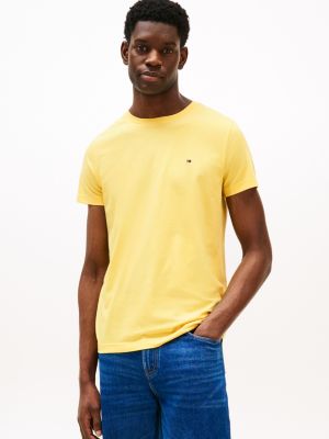 t-shirt ajusté à drapeau brodé yellow pour hommes tommy hilfiger