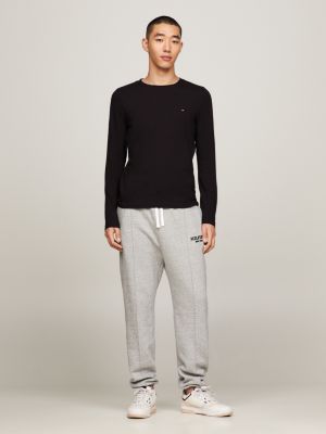 black slim long sleeve t-shirt for men tommy hilfiger