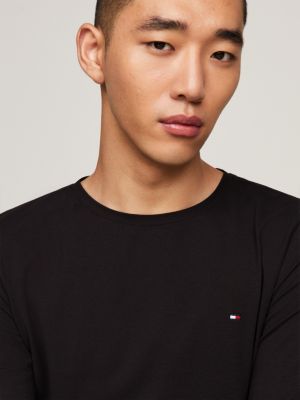 black slim long sleeve t-shirt for men tommy hilfiger