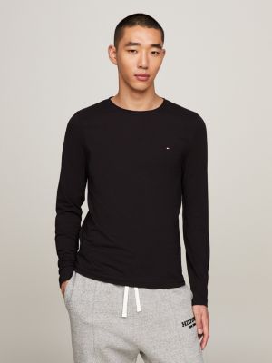 black long sleeve slim t-shirt for men tommy hilfiger