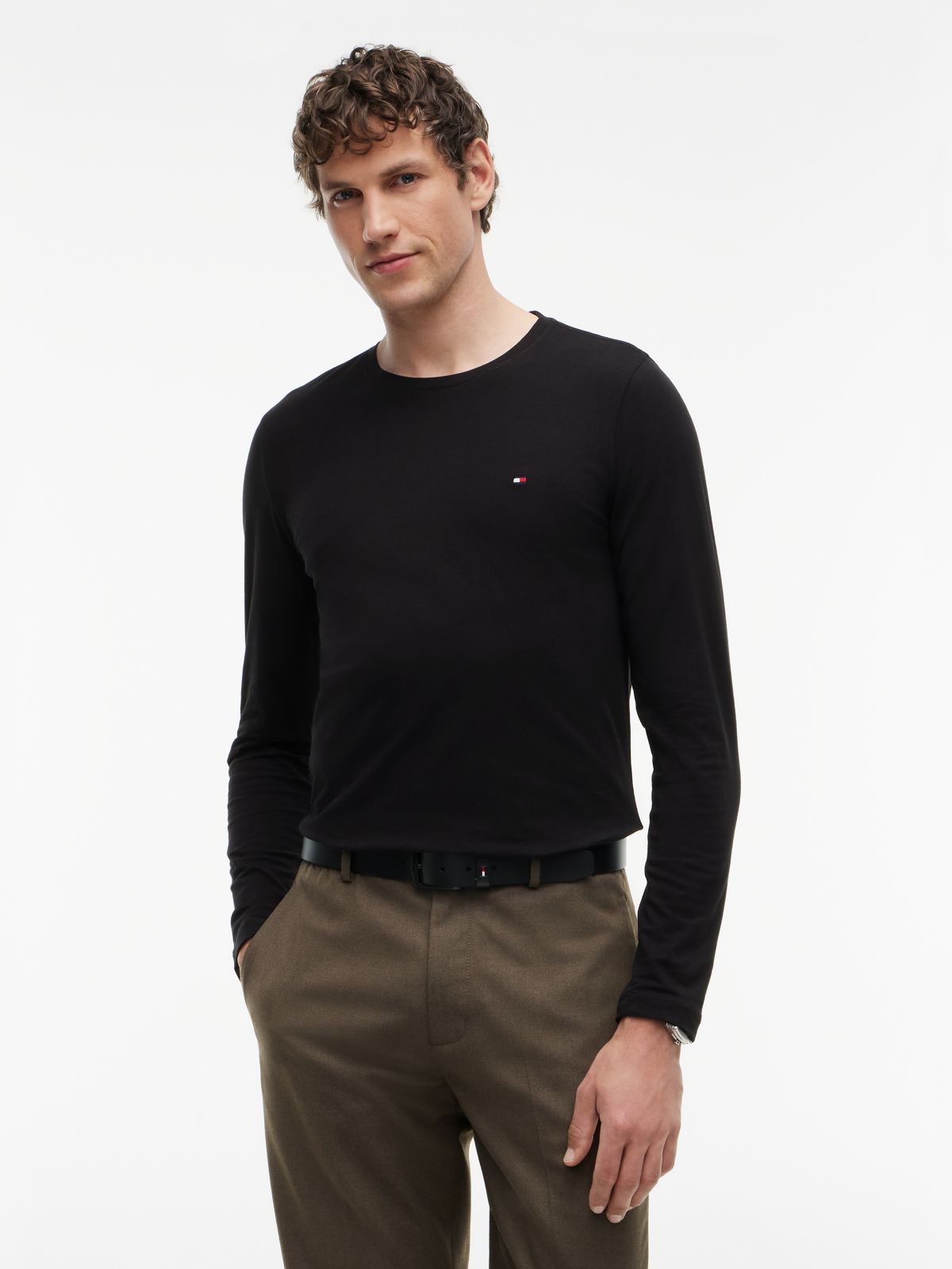 Slim Jersey Long Sleeve T-Shirt — Black