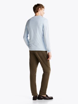 blue slim long sleeve t-shirt for men tommy hilfiger