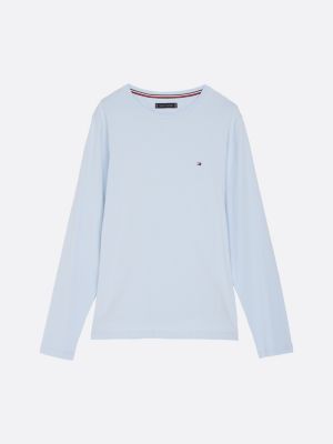 blue long sleeve slim t-shirt for men tommy hilfiger