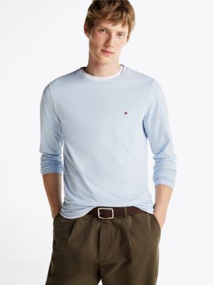 blue slim long sleeve t-shirt for men tommy hilfiger