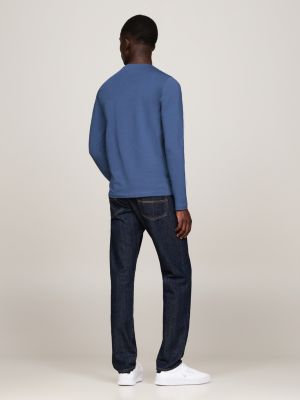 blue slim long sleeve t-shirt for men tommy hilfiger