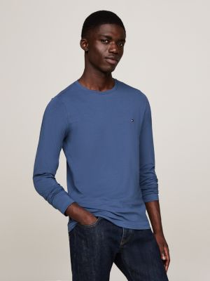 Long Sleeve Slim T Shirt Blue Tommy Hilfiger