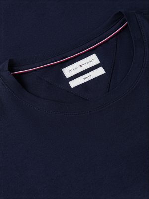 blau slim fit jersey-langarmshirt für herren - tommy hilfiger