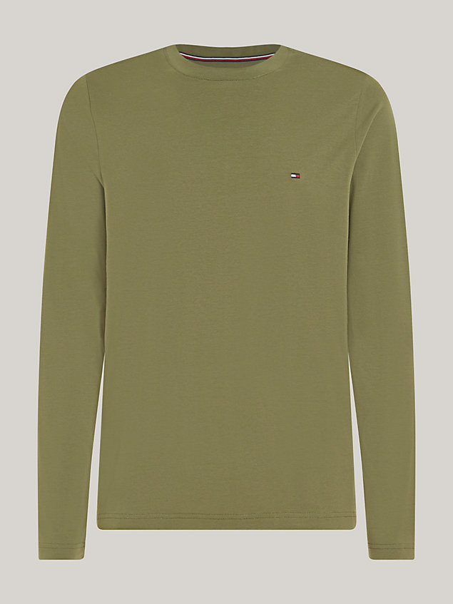 green long sleeve extra slim fit t-shirt for men tommy hilfiger