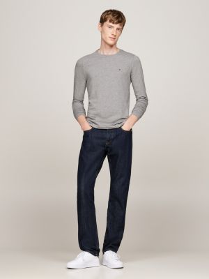 grey slim long sleeve t-shirt for men tommy hilfiger