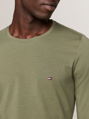 grey slim long sleeve t-shirt for men tommy hilfiger