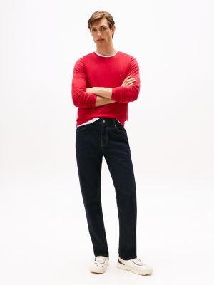 red long sleeve slim t-shirt for men tommy hilfiger