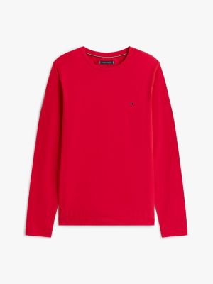 red long sleeve slim t-shirt for men tommy hilfiger