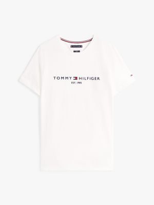 weiß logo-t-shirt aus bio-baumwolle für herren - tommy hilfiger