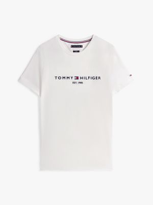 t-shirt con logo tommy hilfiger bianco da uomini tommy hilfiger