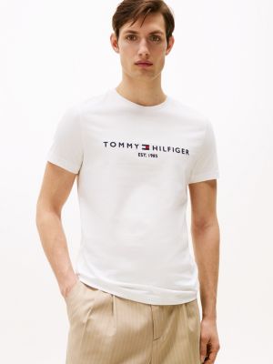 t-shirt à logo tommy hilfiger white pour hommes tommy hilfiger