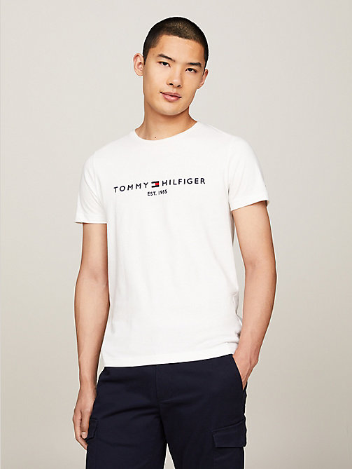 white tommy hilfiger logo t-shirt for men tommy hilfiger