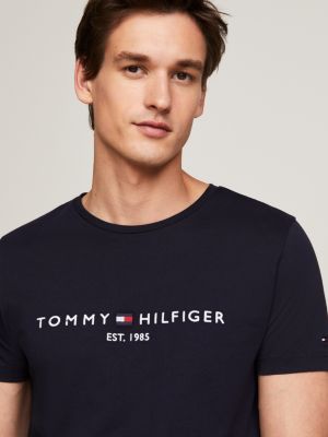 t-shirt con logo tommy hilfiger blu da uomini tommy hilfiger