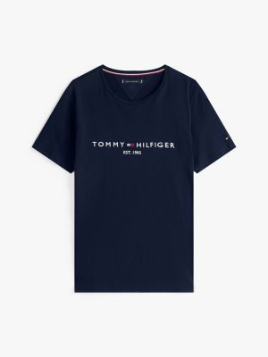 blau logo-t-shirt aus bio-baumwolle für herren - tommy hilfiger