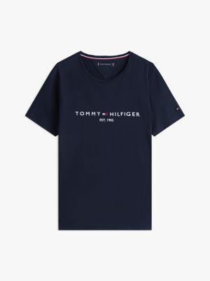 t-shirt con logo tommy hilfiger blu da uomini tommy hilfiger
