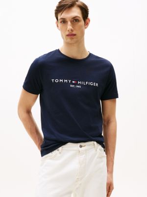 t-shirt à logo tommy hilfiger blue pour hommes tommy hilfiger