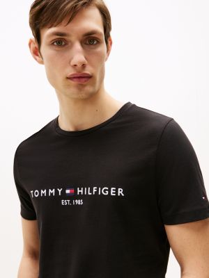 schwarz logo-t-shirt aus bio-baumwolle für herren - tommy hilfiger