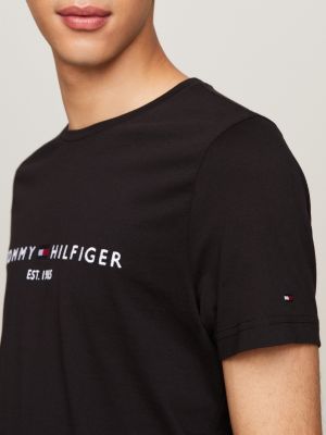 schwarz logo-t-shirt aus bio-baumwolle für herren - tommy hilfiger