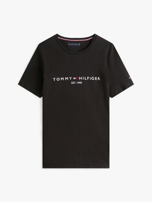 schwarz logo-t-shirt aus bio-baumwolle für herren - tommy hilfiger