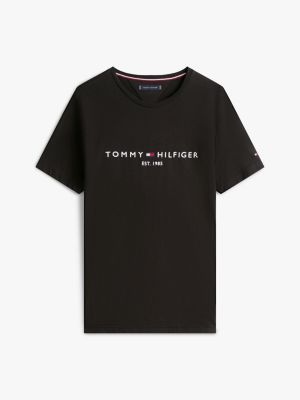 t-shirt con logo tommy hilfiger nero da uomini tommy hilfiger