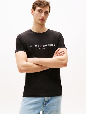 t-shirt à logo tommy hilfiger black pour hommes tommy hilfiger