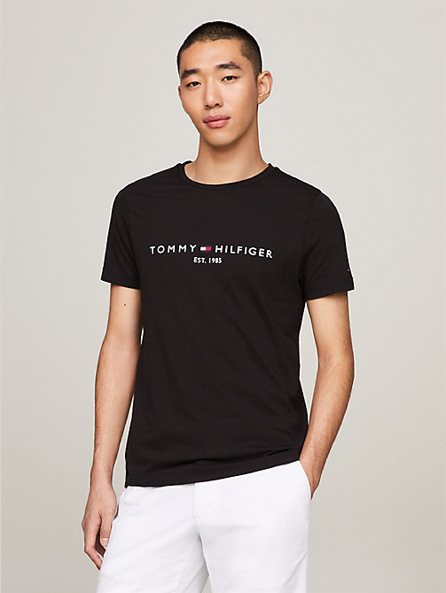 camiseta con logo tommy hilfiger negro de men tommy hilfiger