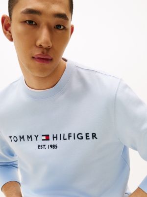 felpa con scollatura a v e logo blu da uomini tommy hilfiger