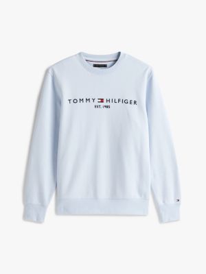 felpa con scollatura a v e logo blu da uomini tommy hilfiger