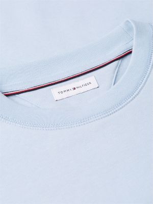 blau fleece-sweatshirt mit aufgesticktem logo für herren - tommy hilfiger