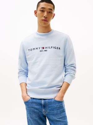 blue sweatshirt mit rundhalsausschnitt und logo für herren - tommy hilfiger